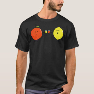 Lustige Früchte Orange und Zitrone trinken Saft zu T-Shirt