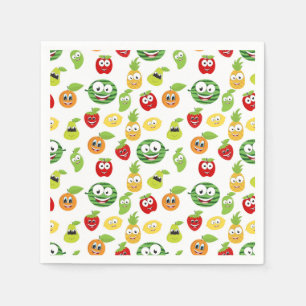 Lustige Fruchtgummis mit Gesichter-Muster Serviette