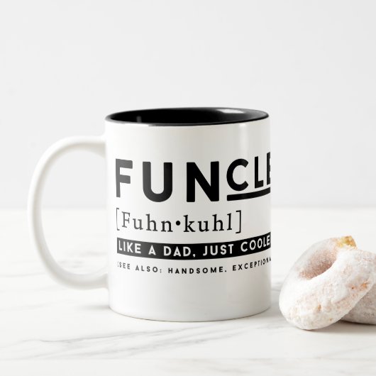 Lustige Funcle Definition - wie ein Vater gerade Zweifarbige Tasse (Mit Donut)