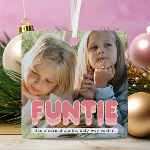 Lustige Funtie-Tante Foto Weihnachten Ornament Aus Metall