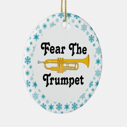 Lustige Furcht das Trompete-Musik-Band-Weihnachten Keramikornament (Rechts)
