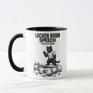 Lustige Fußball-Katzen-Trainer Schwarz-Weiß-Kunst Tasse