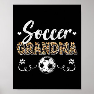 Lustige Fußball-Oma Leopard-Muster Oma Fußball Poster