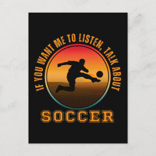 Lustige Fußball-Sprüche Vintage-Silhouette Spieler Postkarte