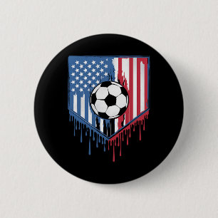 Lustige Fußball-Tropf-Jungs Eiscreme Patriotisches Button