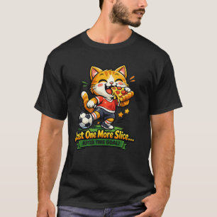 Lustige Fußballkatze, die Pizza isst Cartoon-Desig T-Shirt