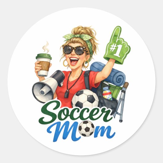 Lustige Fußballmutter Runder Aufkleber (Vorderseite)