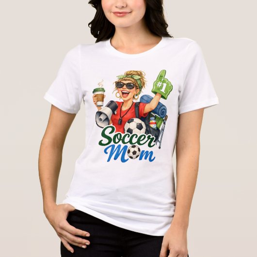 Lustige Fußballmutter Tri-Blend Shirt (Vorderseite)