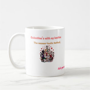 Lustige Galentine's Day Besties Katze Kaffeetasse