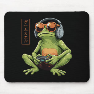 Lustige Gamer-Frosch-Kunst japanischer Vintage-Jun Mousepad