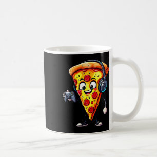 Lustige Gamer-Pizza-Essen-Videospiel-Männer-Jungen Kaffeetasse