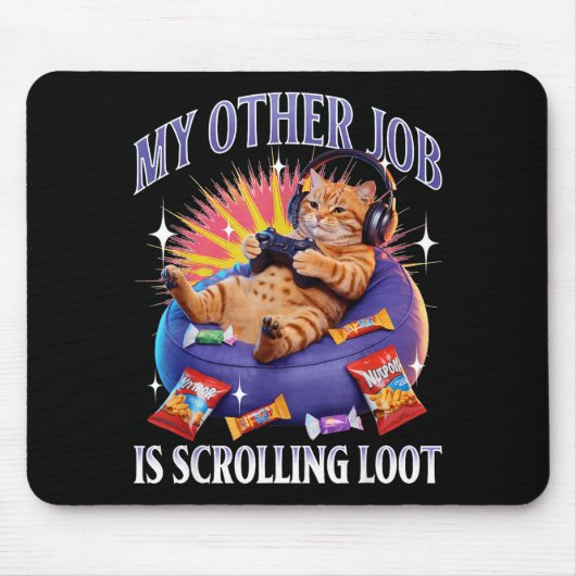Lustige Gaming-Gamer-Katze  Mousepad (Vorne)