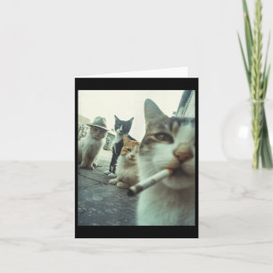 Lustige Gangsterkatze raucht, lustige Katzen-Meme- Karte
