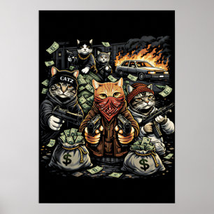 Lustige Gangsterkatzen Straßenkatzen Crew Poster
