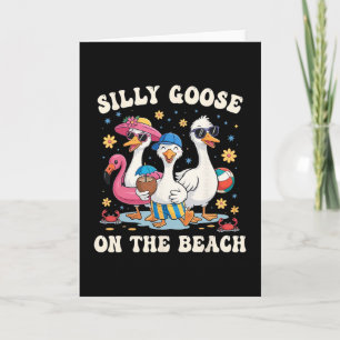 Lustige Gans am Strand passende Familiensommer-Va Karte