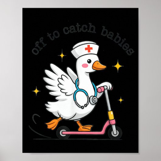 Lustige Gans Entbindungsstation Krankenschwester M Poster (Vorne)