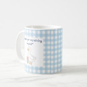 Lustige Gans mit Blauem Gingham Charme Kaffeetasse (Vorderseite Links)