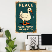 Lustige Gans mit Messer-Illustration Poster (Heimbüro)