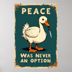Lustige Gans mit Messer-Illustration Poster