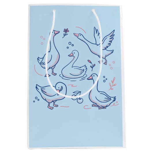 Lustige Gans-Muster Mittlere Geschenktüte (Vorderseite)