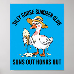 Lustige Gans Schmilzt Eis Sommer Sonnen Aus Poster