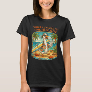Lustige Gans surft Strand Sommer was für eine wild T-Shirt