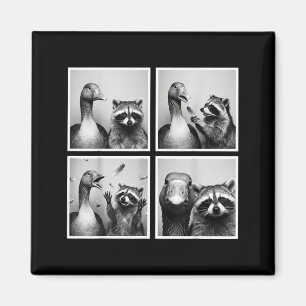 Lustige Gans und Waschbär-Fotobooth-Freunde Chaos Magnet