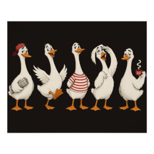 Lustige Gans Zeichensatz Poster