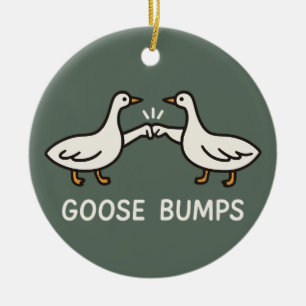 Lustige Gänsehaut Cartoon Fäuste stoßende Gänse Keramik Ornament