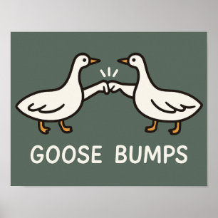 Lustige Gänsehaut Cartoon Fäuste stoßende Gänse Poster