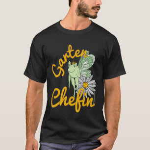 Lustige Gartensprüche-Garten-Koch-Frosch-Elfe mit  T-Shirt