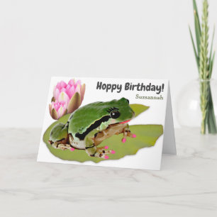 Lustige Geburtstags-Frosch-Prinzessin Rosa Wasserl Karte