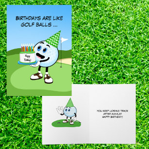 Lustige Geburtstags-Golfball-Wünsche Karte