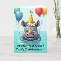 Lustige Geburtstags-Nashorn-Partyhut & Luftballons