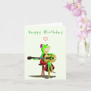 Lustige Geburtstagskarte Frosch spielt Gitarre Karte