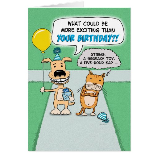 Lustige Geburtstagskarte: Glücklicher Hund und mür Grußkarte | Zazzle