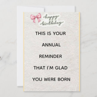 „Lustige Geburtstagskarte – Jährliche Erinnerung, Einladung