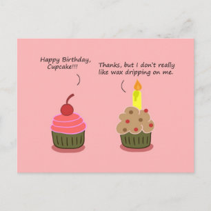Lustige Geburtstagskarte: Probleme mit der Cupcake Postkarte