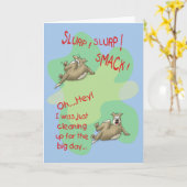 Lustige Geburtstagskarten: Hund klatschen Karte (Gelbe Blume)