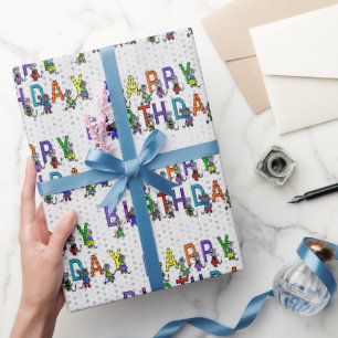 Lustige Geburtstagsmäuse mit Punkten  Geschenkpapier