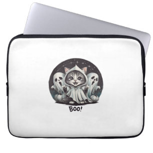 Lustige Geist Katze Boo Halloween Tier Geist Kitty Laptopschutzhülle