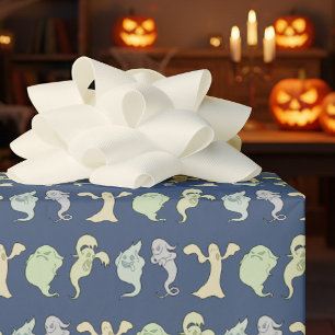 Lustige Geister Frohes Halloween Pixel-Art-Muster Geschenkpapier