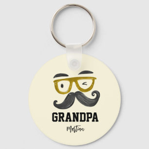 Lustige gelbe Brille und Schnurrbart Custom Opa  Schlüsselanhänger