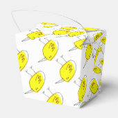 Lustige gelbe Cartoon-Vögel Kritzelzeichnung  Geschenkschachtel (Rückseite)