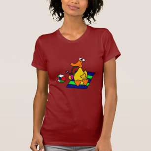 Lustige gelbe Ente am Strand T-Shirt