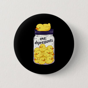 Lustige gelbe Ente Antidepressiva-Glas Zoo Jungen Button