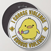 Lustige gelbe Ente mit Messer Button (Vorne & Hinten)