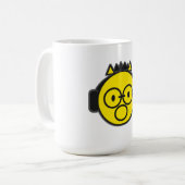 Lustige gelbe Gesichtskopfhörer Kaffeetasse (Vorderseite Links)