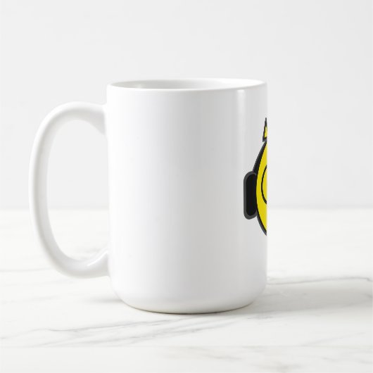 Lustige gelbe Gesichtskopfhörer Kaffeetasse (Links)