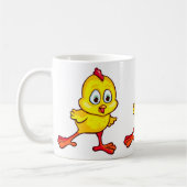 Lustige gelbe Küken Kaffeetasse (Links)